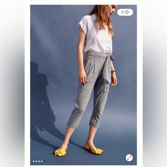 Anthropologie Tie Waist Gingham TrousersCartonnier Size 2 - Picture 6 of 16